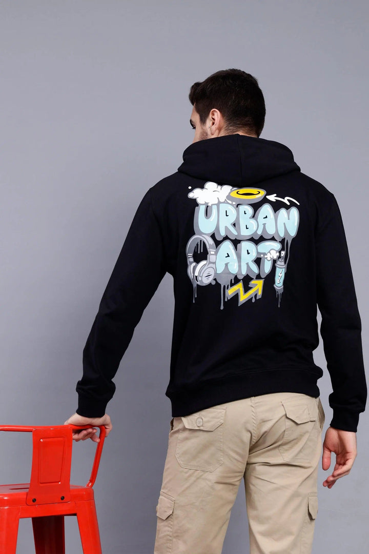 Regular Fit Back Printed Premium Black Hoodie For Men - Peplos Jeans