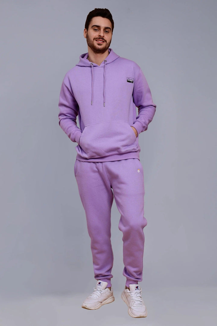 Regular Fit Lavender Hoodie-Trouser Co-ord Set For Men - Peplos Jeans