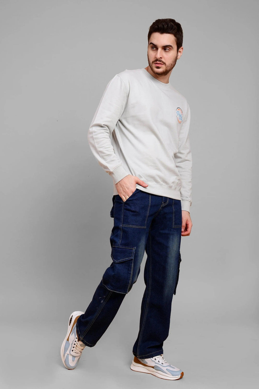 Regular Fit Pista Grey Premium Sweatshirt For Men - Peplos Jeans