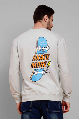 Regular Fit Pista Grey Premium Sweatshirt For Men