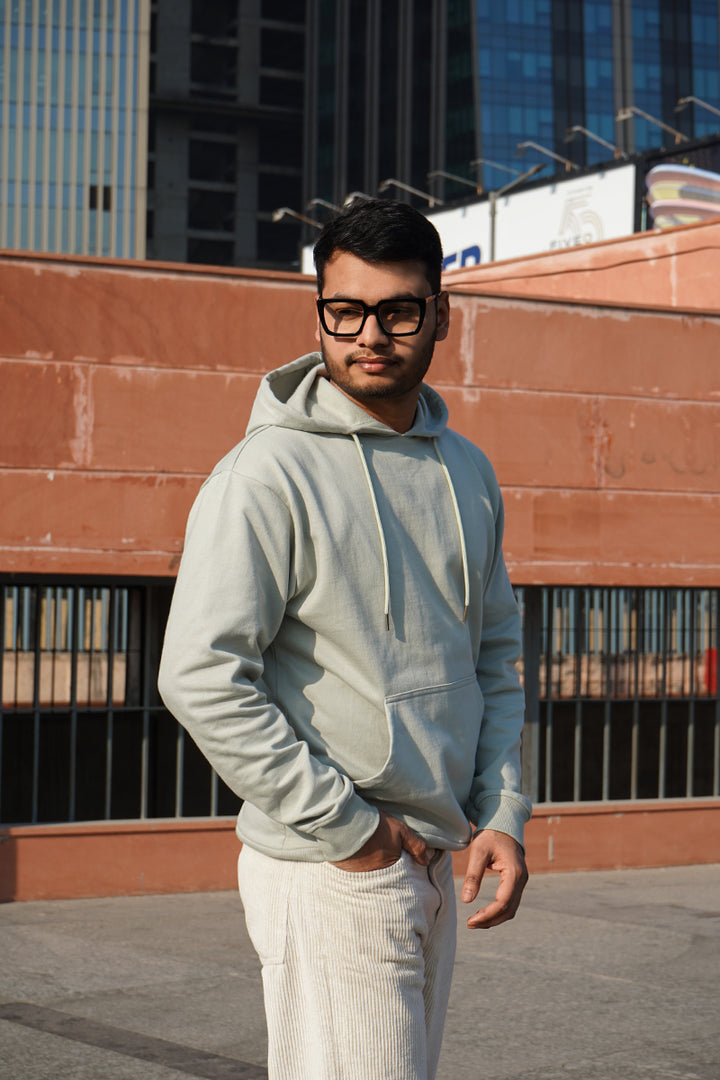 Oversized Fit Printed Hoodie For Men (Pastel Green)