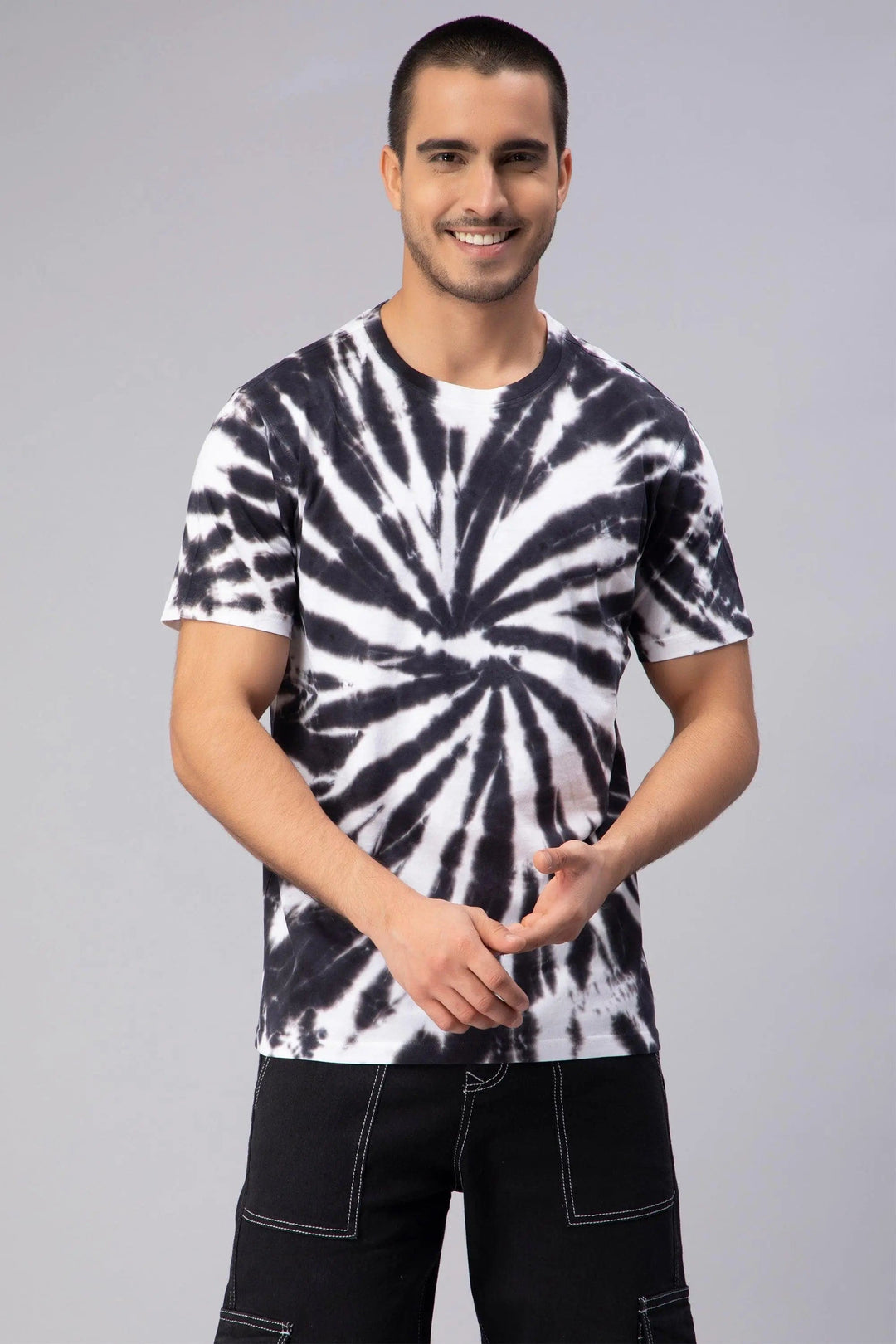 Men's Multi Color Pure Cotton Tie & Dye T-shirt - Peplos Jeans