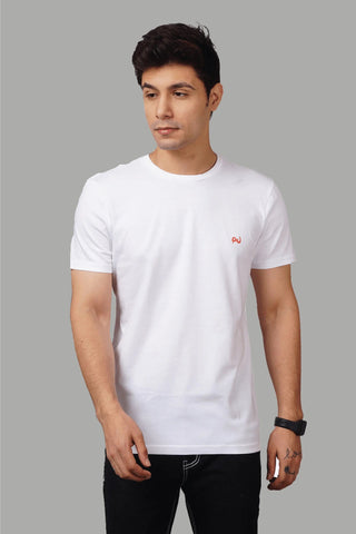 Men's Regular Fit White Cotton T-shirt