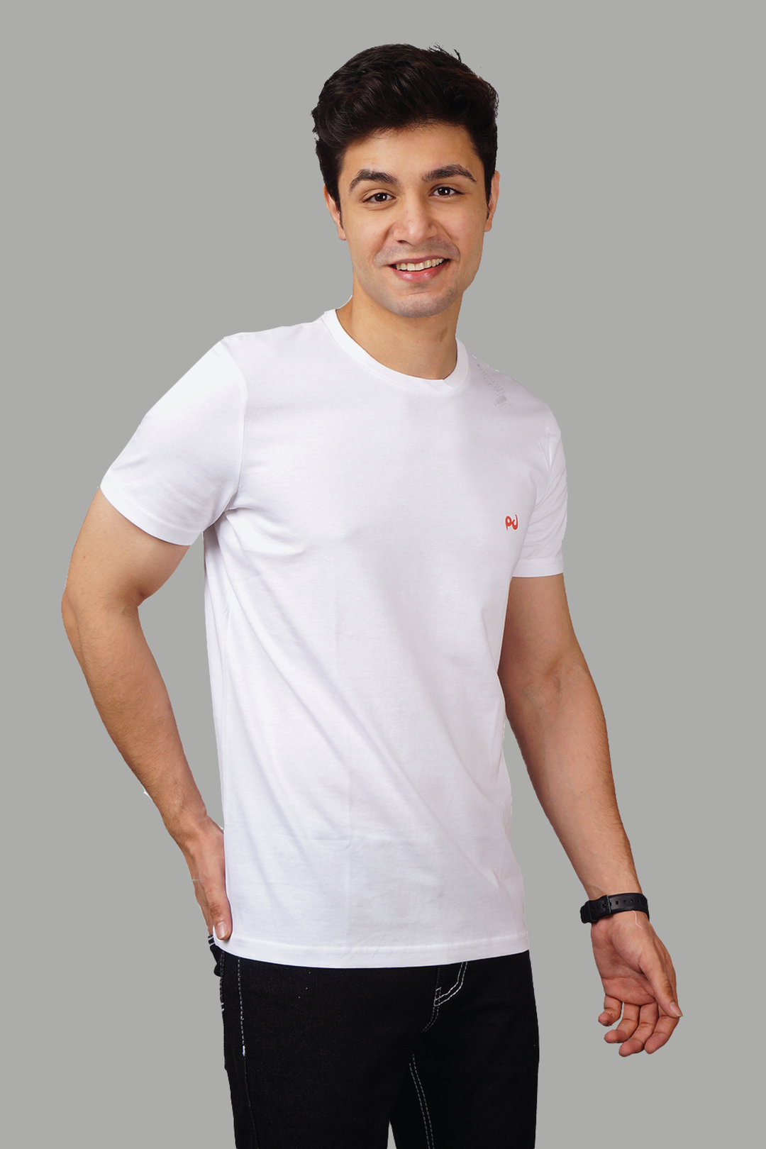 Men's Regular Fit White Cotton T-shirt - Peplos Jeans