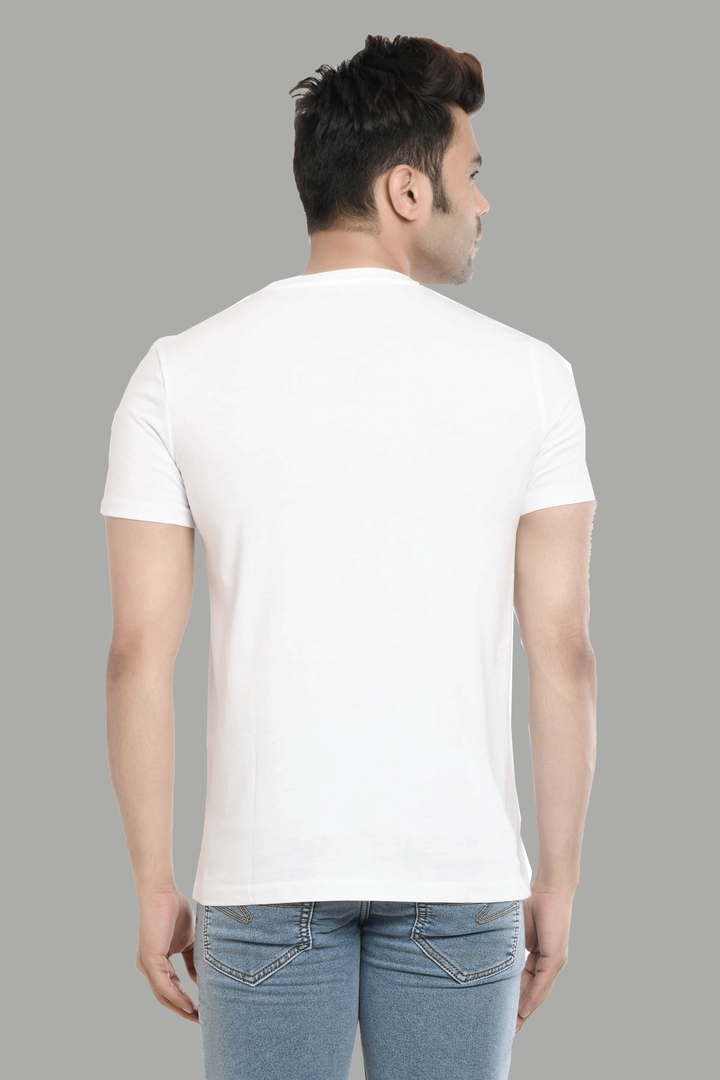 Regular Fit White Brand Printed Cotton T-Shirt For Men - Peplos Jeans