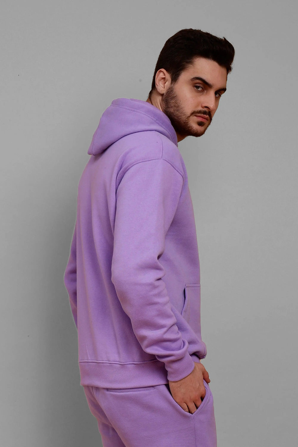 Regular Fit Solid Lavender Premium Hoodie For Men - Peplos Jeans
