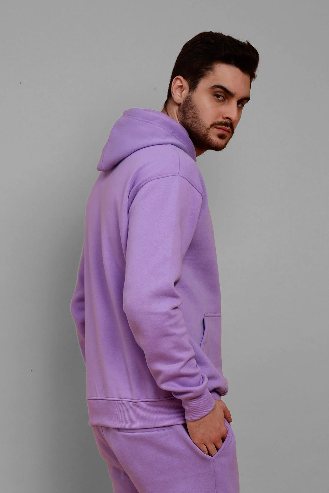 Regular Fit Solid Lavender Premium Hoodie For Men - Peplos Jeans