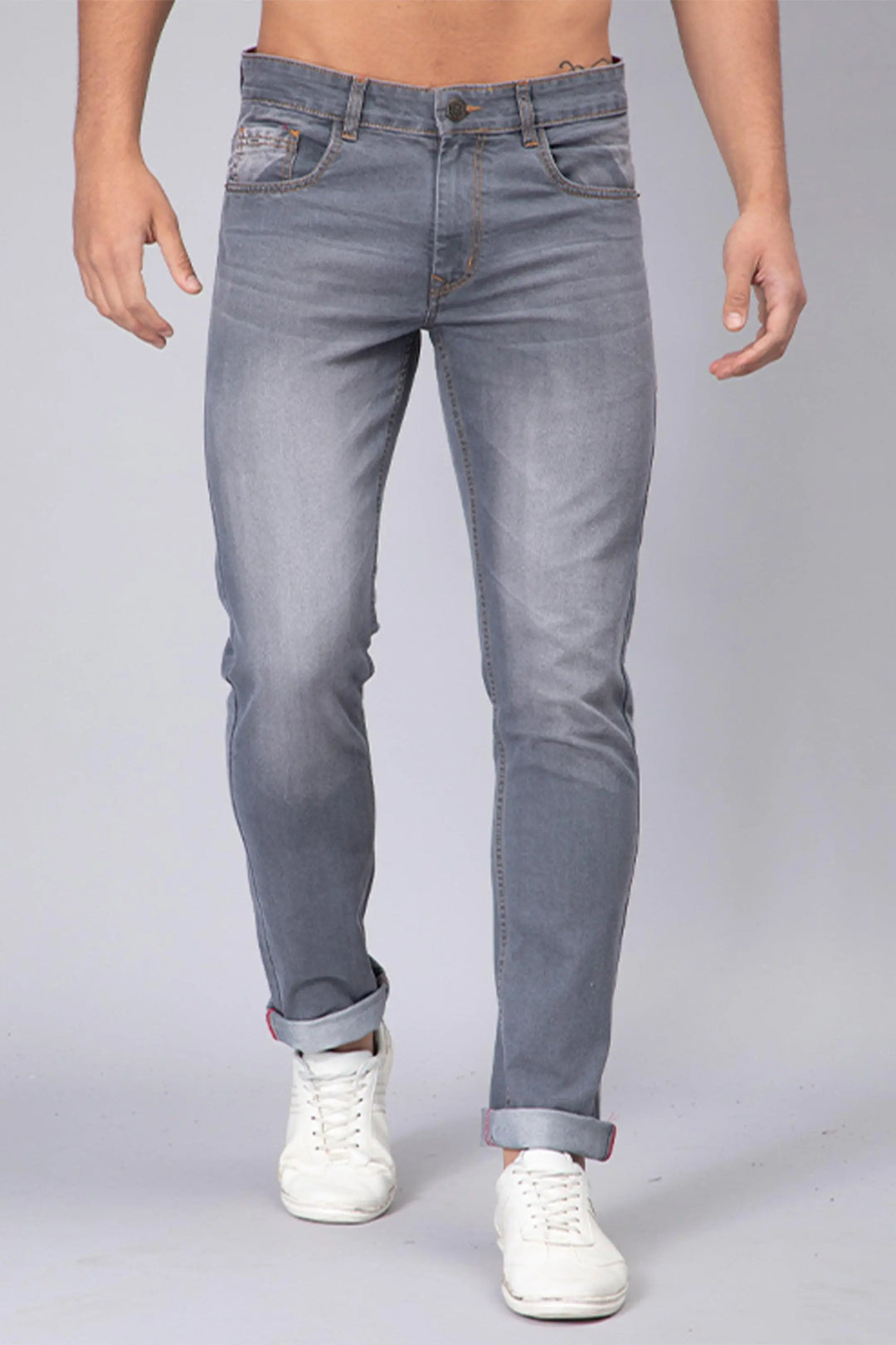 Slim Tapered Fit Grey Stretchable Premium Denim Jeans - Peplos Jeans 