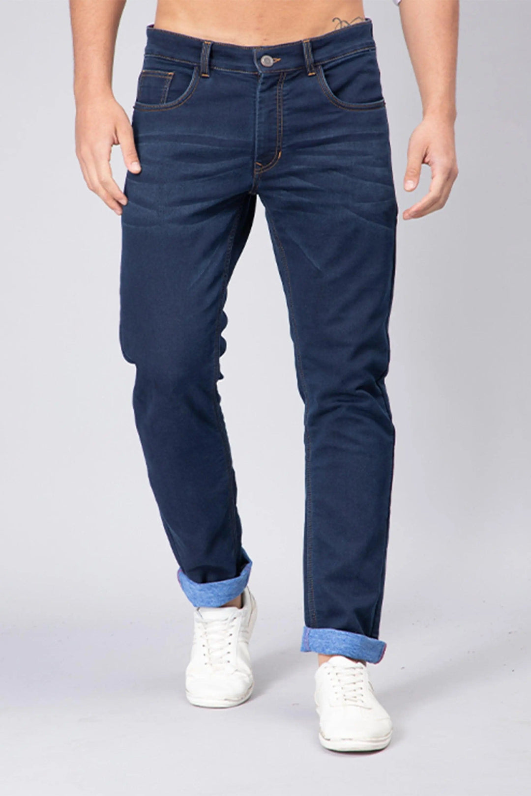 Men's Slim Fit Dark Blue Stretchable Denim Jeans - Peplos Jeans 