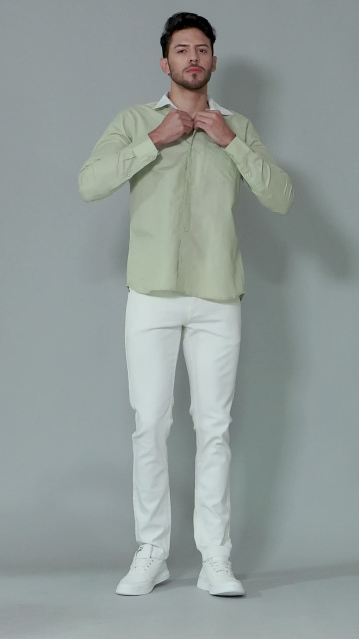 Pista Green Casual Solid Shirt For Men