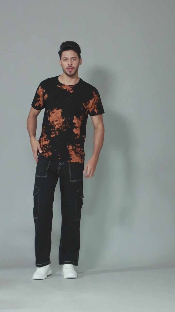 Black and Brown Tie Dye T shirt for Men