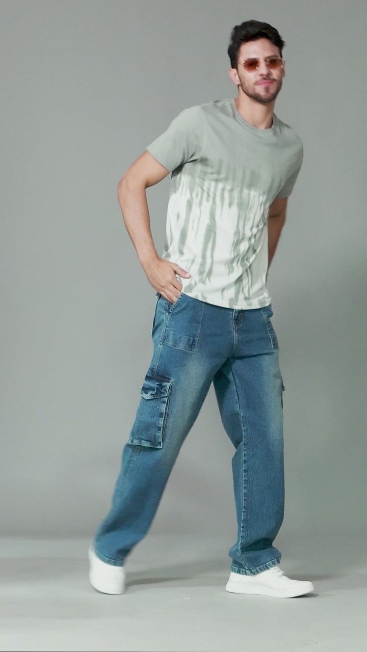Premium Cotton Men's Grey Tie & Dye Tee Shirt