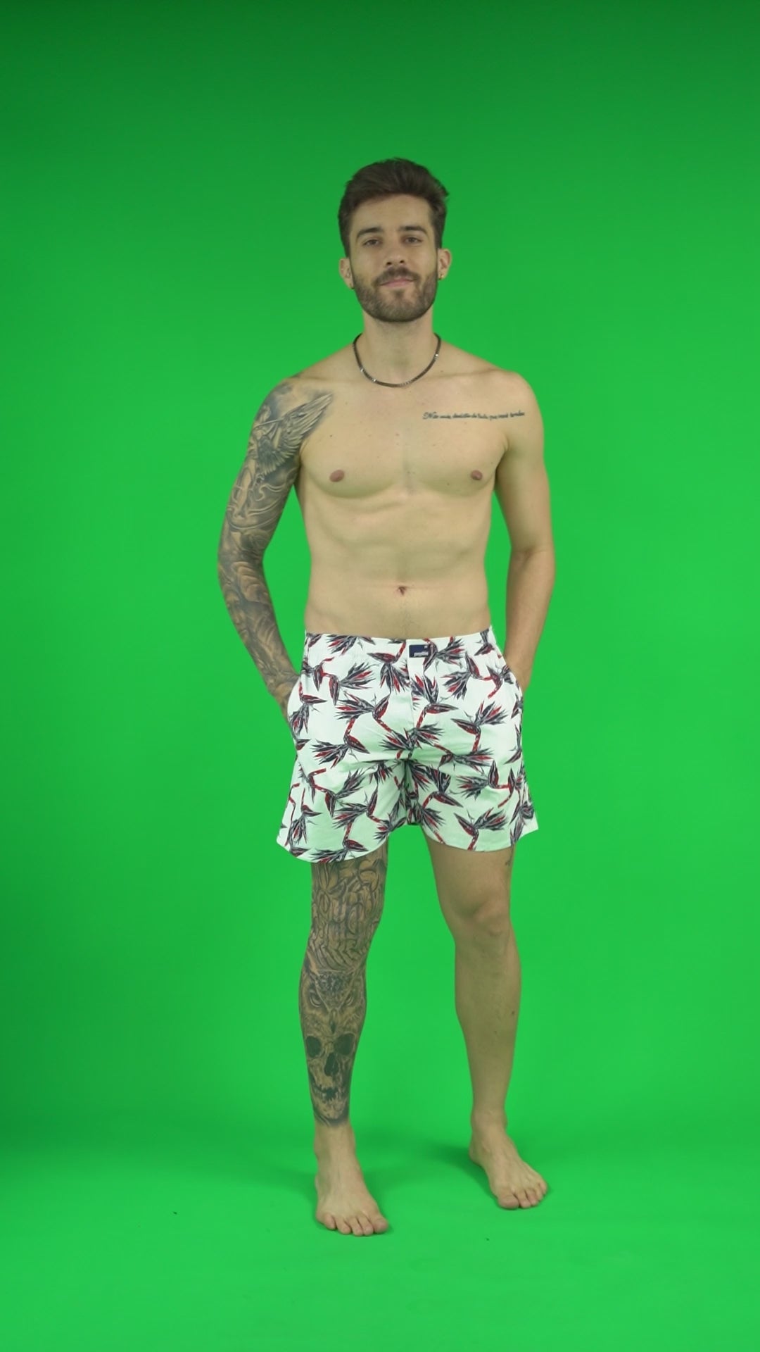 Men's Printed White Boxers - Regular Fit