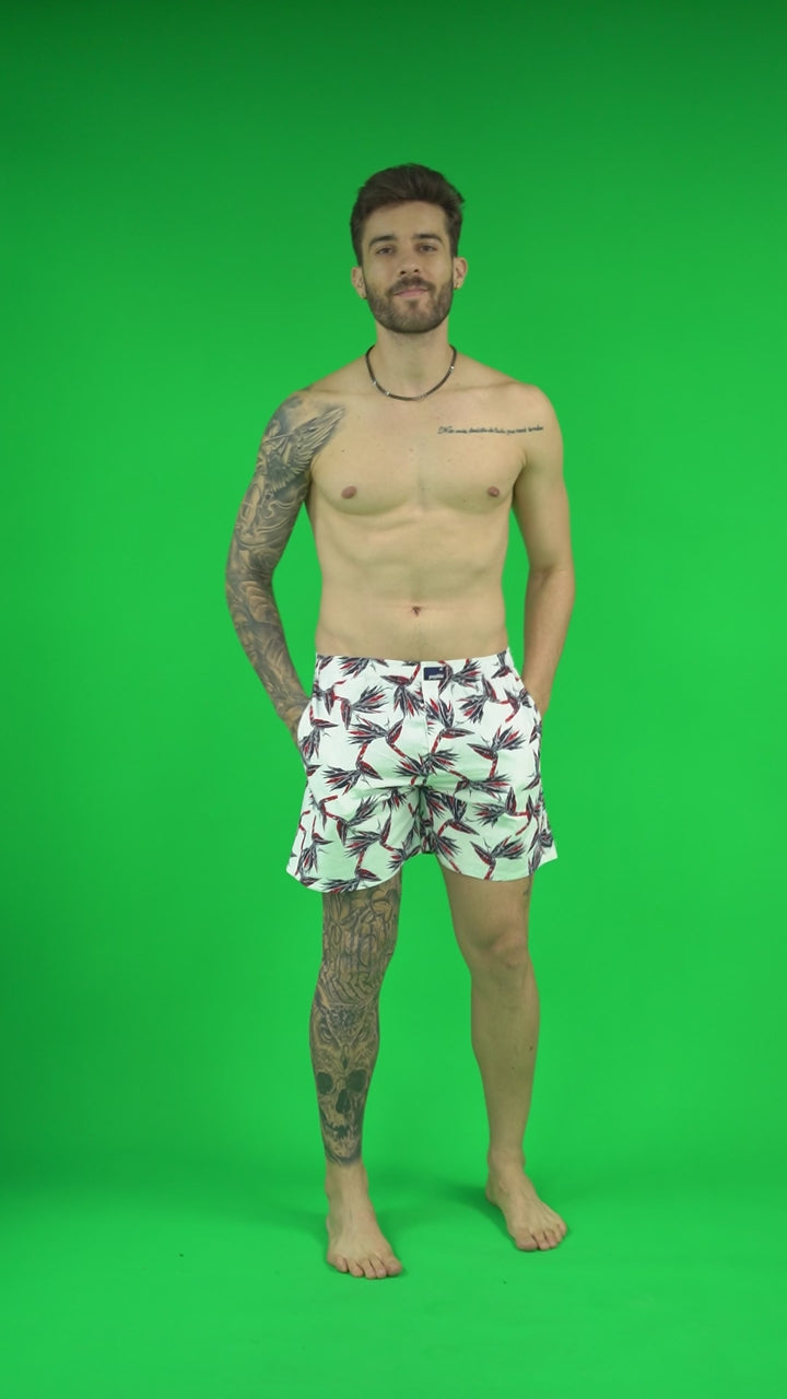 Men's Printed White Boxers - Regular Fit