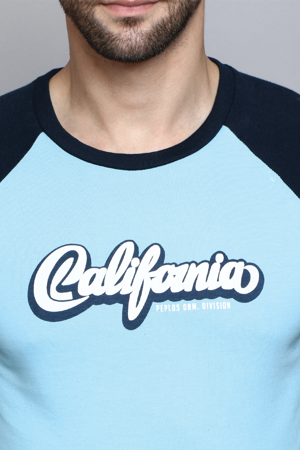 Full Sleeve Regular Fit Raglan Navy T-Shirt for Men - Peplos Jeans