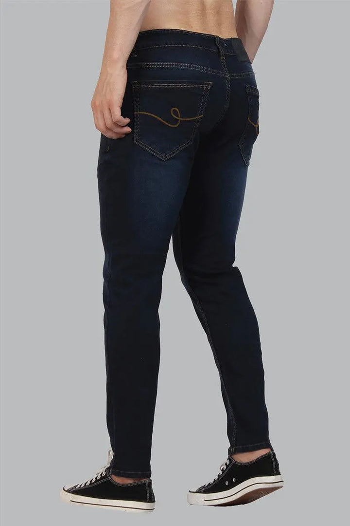 Skinny Fit Ankle Length Dark Blue Men's Denim Jeans - Peplos Jeans