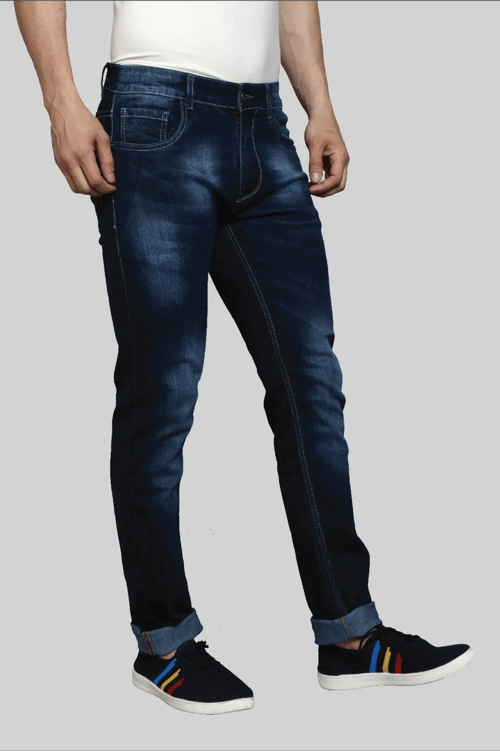 Slim Fit Dark Blue Men's Stretchable Denim Jeans - Peplos Jeans