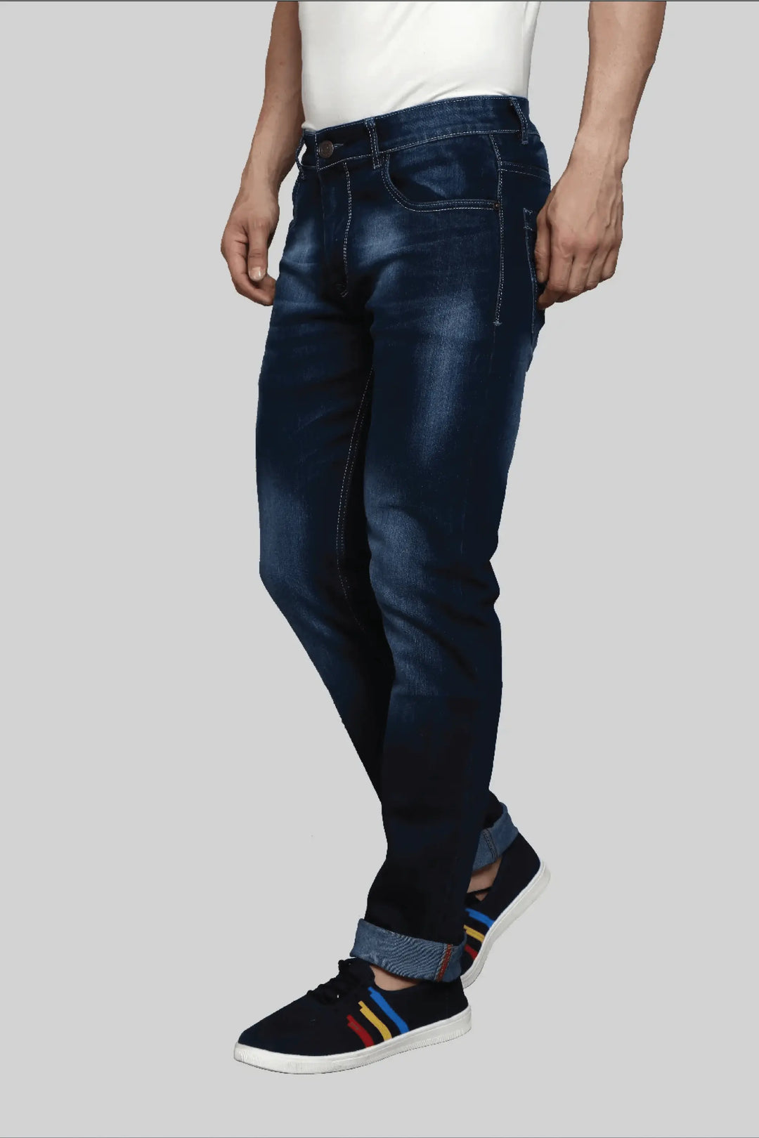 Slim Fit Dark Blue Men's Stretchable Denim Jeans - Peplos Jeans