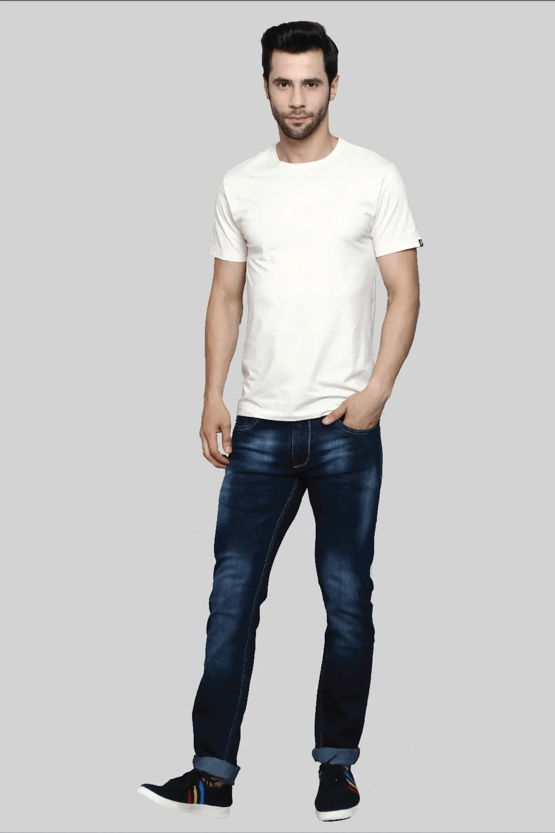 Slim Fit Dark Blue Men's Stretchable Denim Jeans - Peplos Jeans