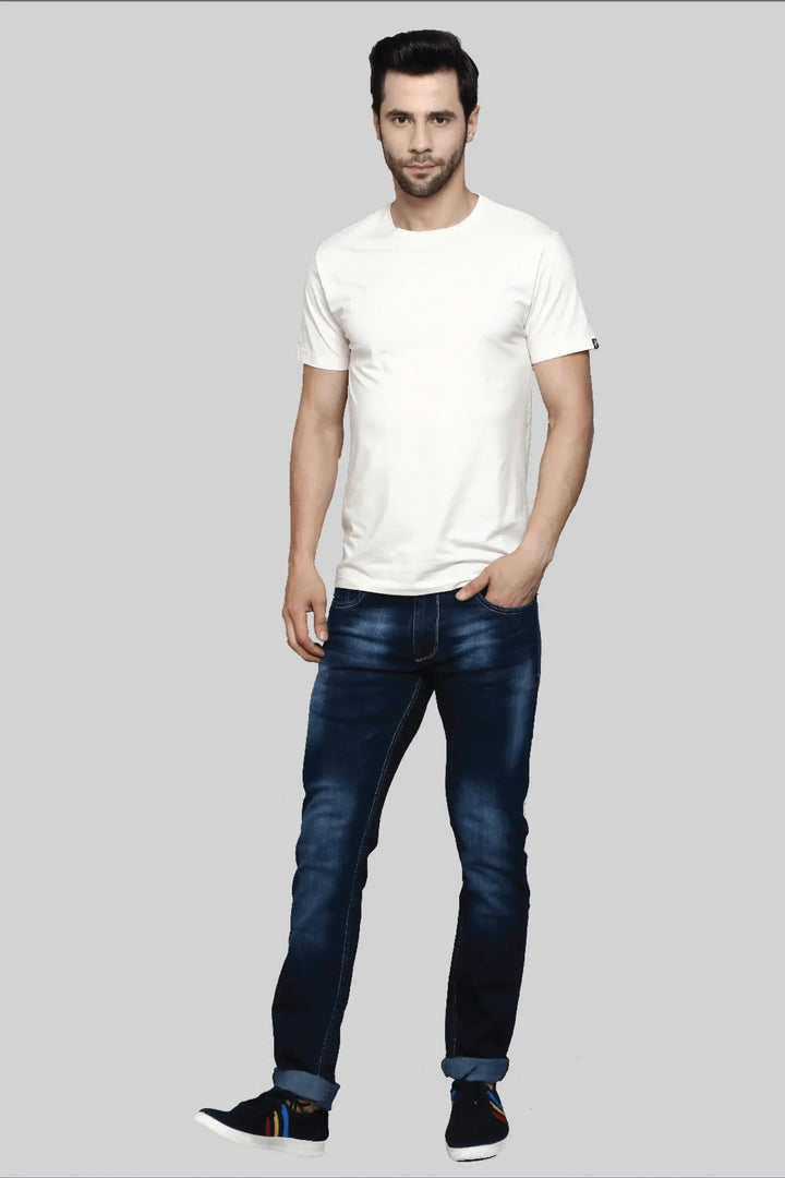 Slim Fit Dark Blue Men's Stretchable Denim Jeans - Peplos Jeans