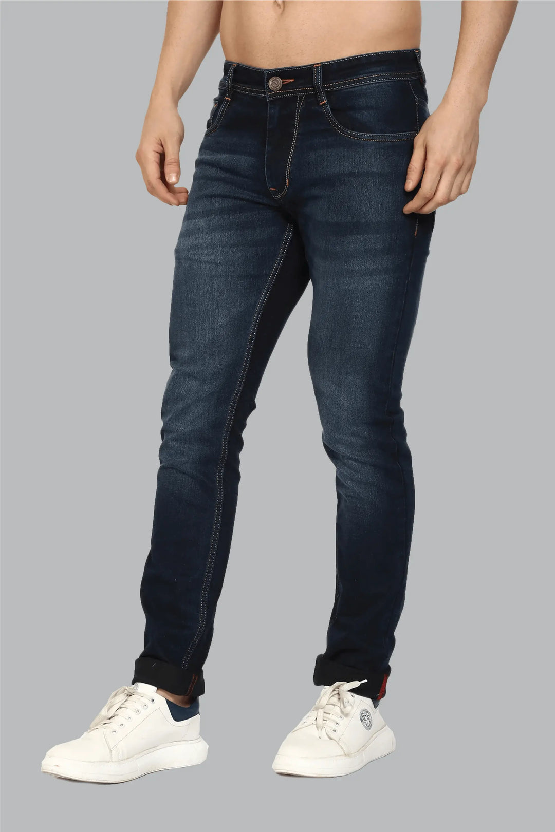 Slim Fit Dark Blue Stretchable Men's Denim Jeans - Peplos Jeans