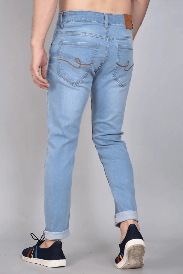 Skinny Fit Ankle Length Light Blue Men's Denim Jeans - Peplos Jeans