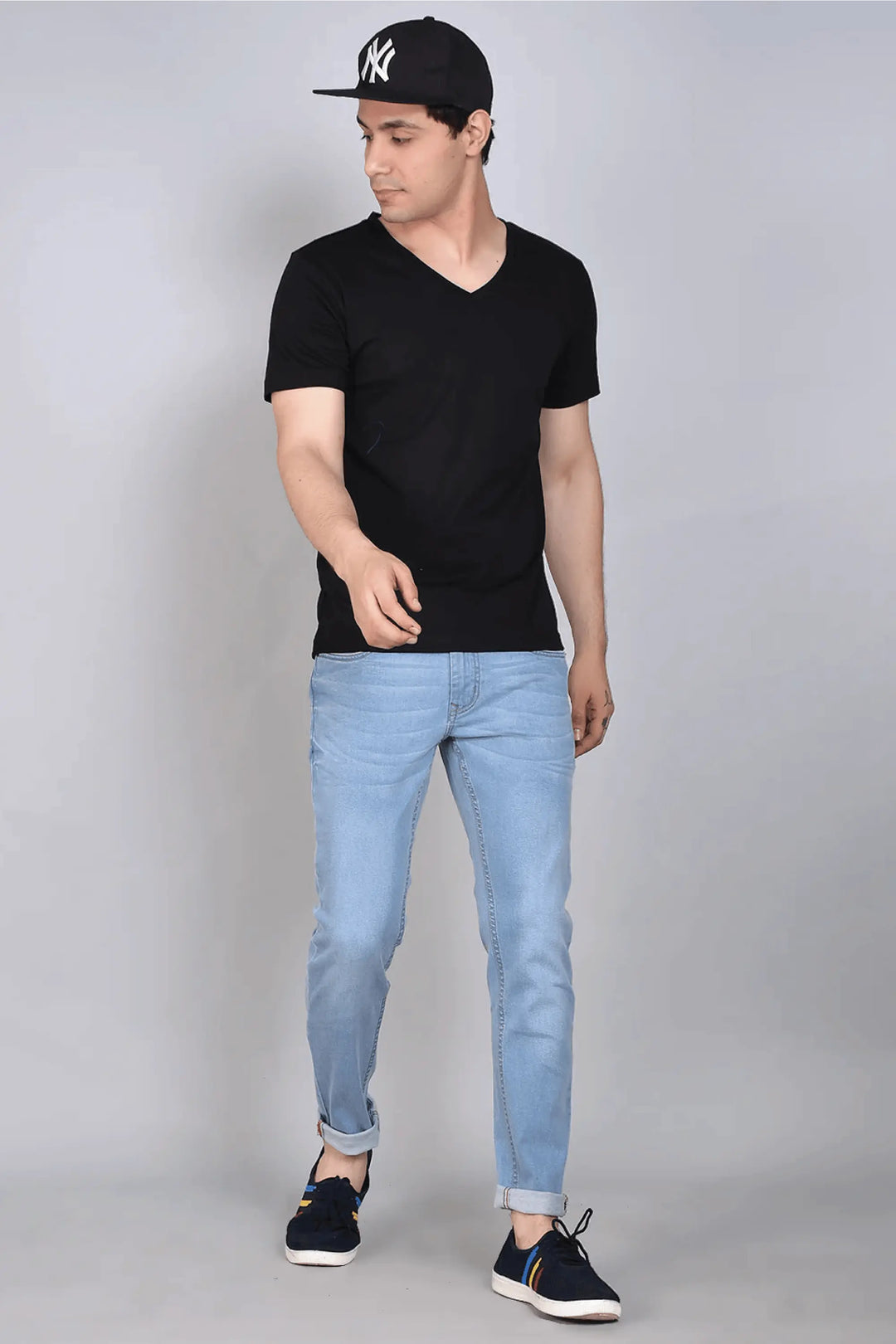 Skinny Fit Ankle Length Light Blue Men's Denim Jeans - Peplos Jeans