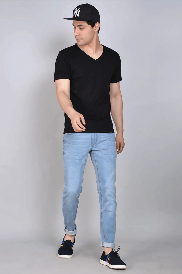 Skinny Fit Ankle Length Light Blue Men's Denim Jeans - Peplos Jeans