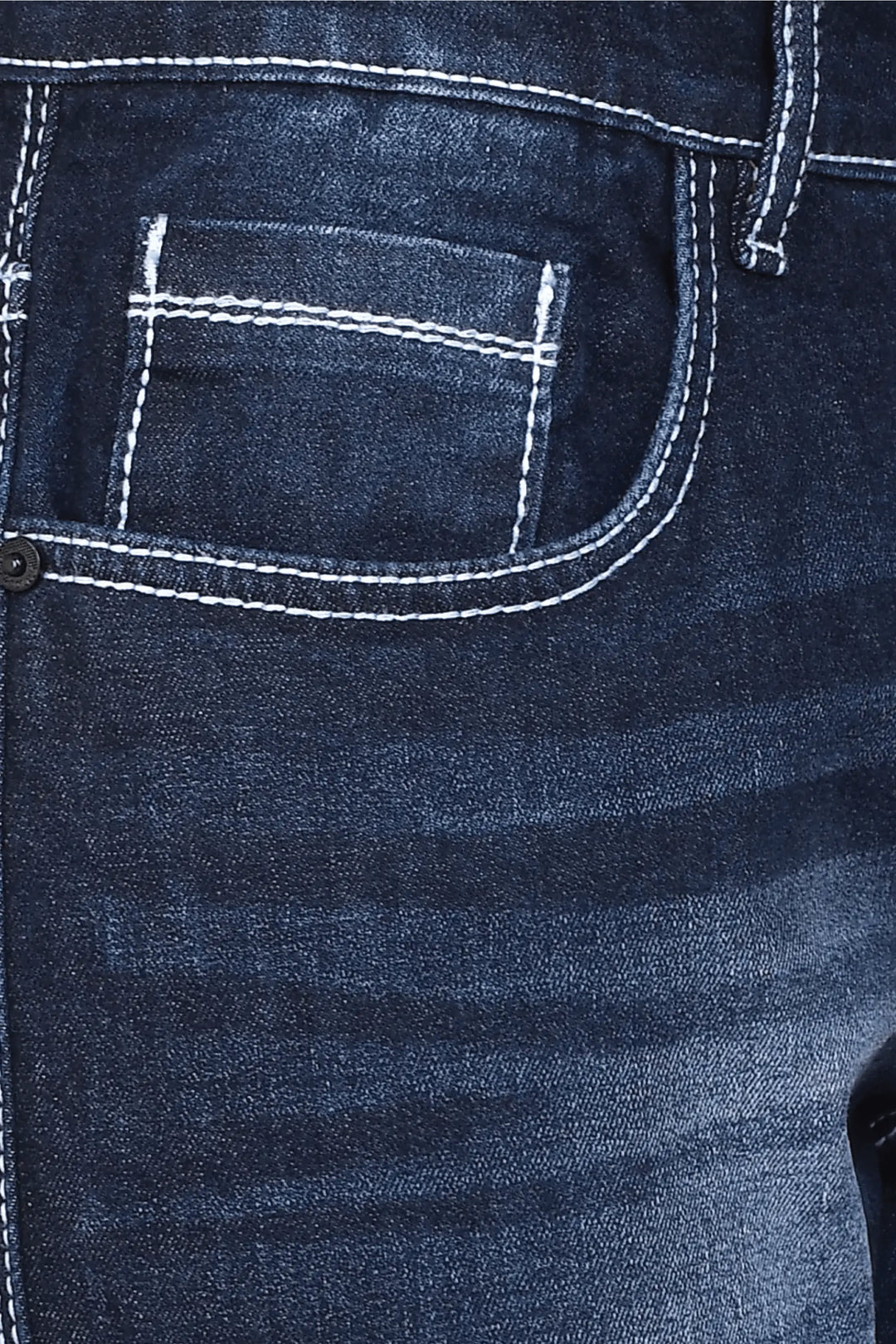 closeup view of Slim Fit Shade Bright Blue Denim Jeans For men - Peplos Jeans