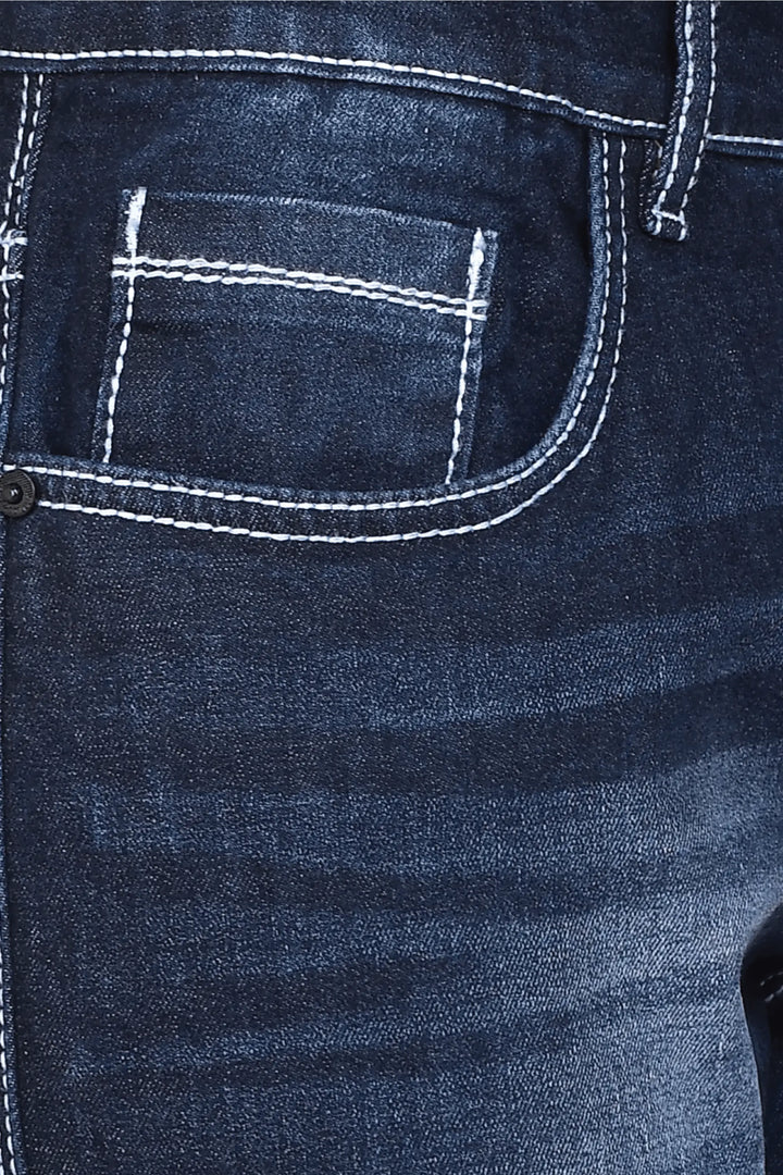 closeup view of Slim Fit Shade Bright Blue Denim Jeans For men - Peplos Jeans