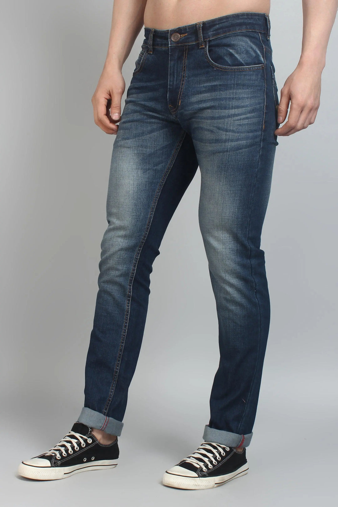 Slim Fit Grey Shade Blue Premium Men's Denim Jeans - Peplos Jeans