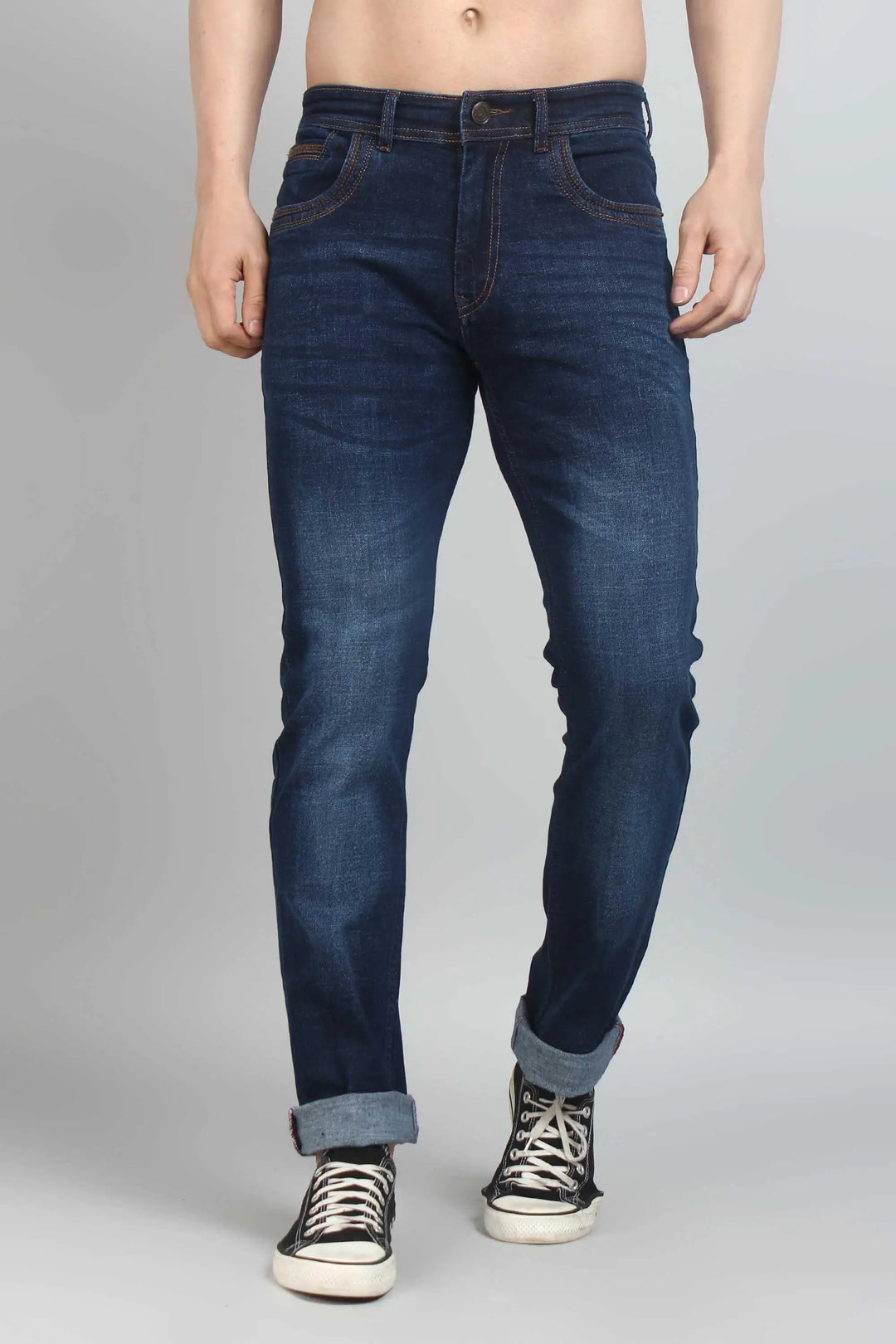 Relaxed Fit Dark Blue Premium Fabric Denim Jeans For Men - Peplos Jeans 