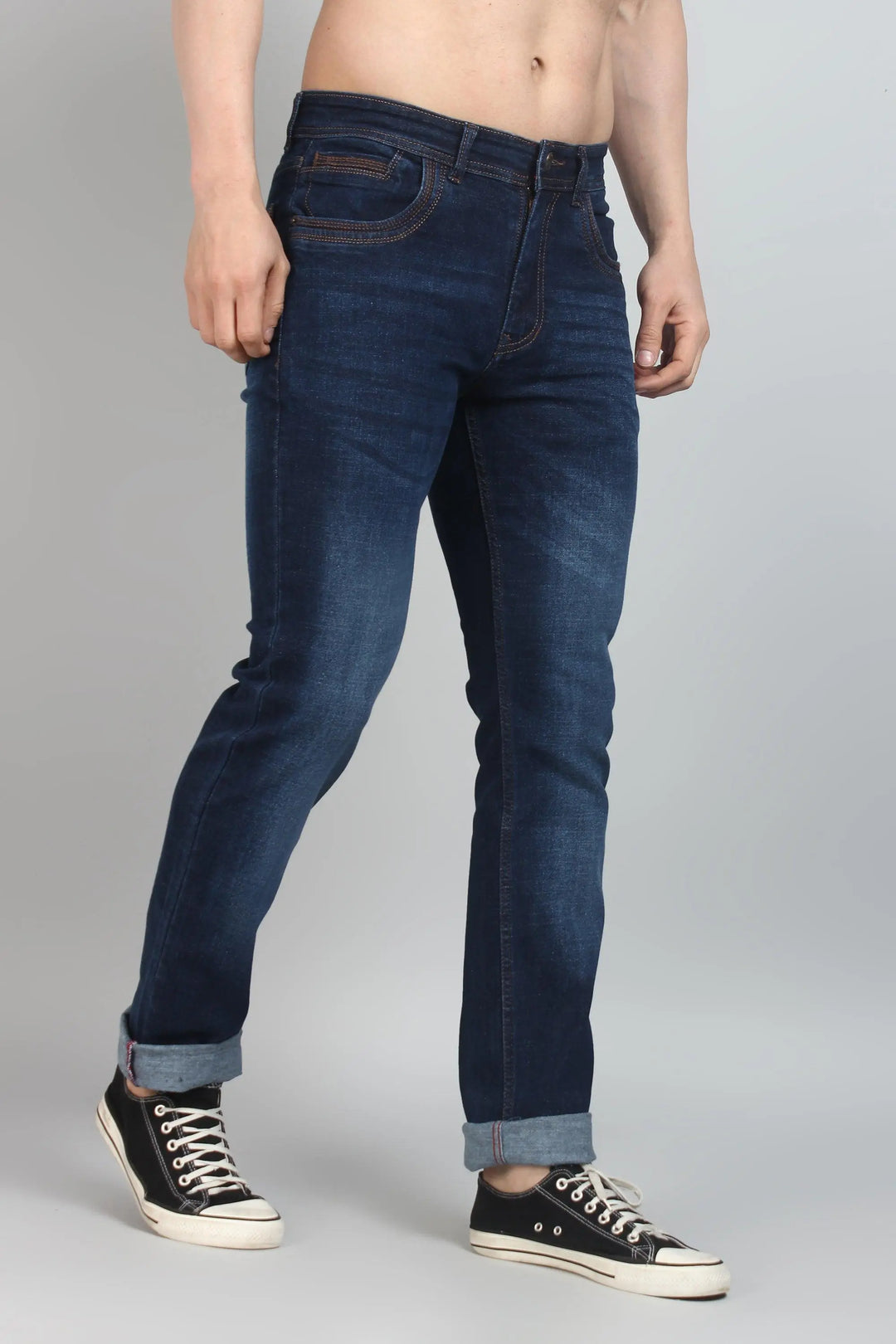 Relaxed Fit Dark Blue Premium Fabric Denim Jeans For Men - Peplos Jeans
