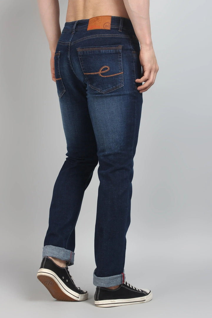 Relaxed Fit Dark Blue Premium Fabric Denim Jeans For Men - Peplos Jeans