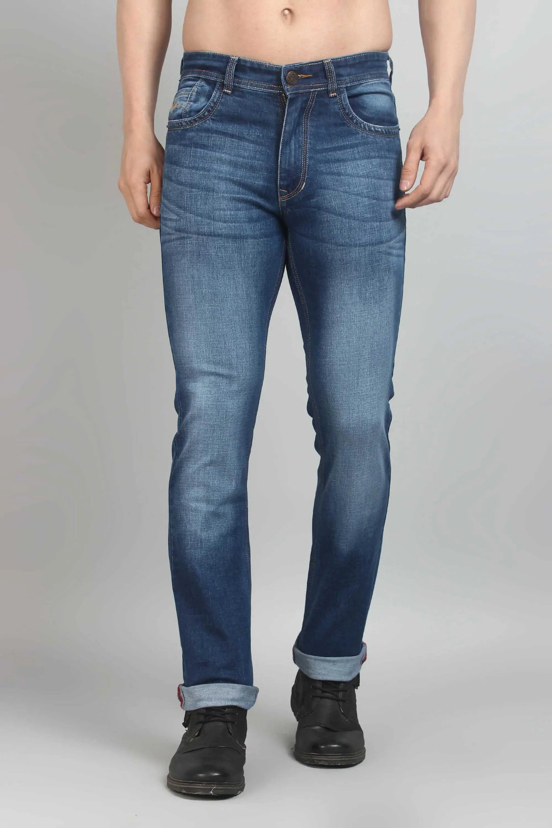 Slim Fit Dark Blue Stretchable Men's Denim Jeans - Peplos Jeans