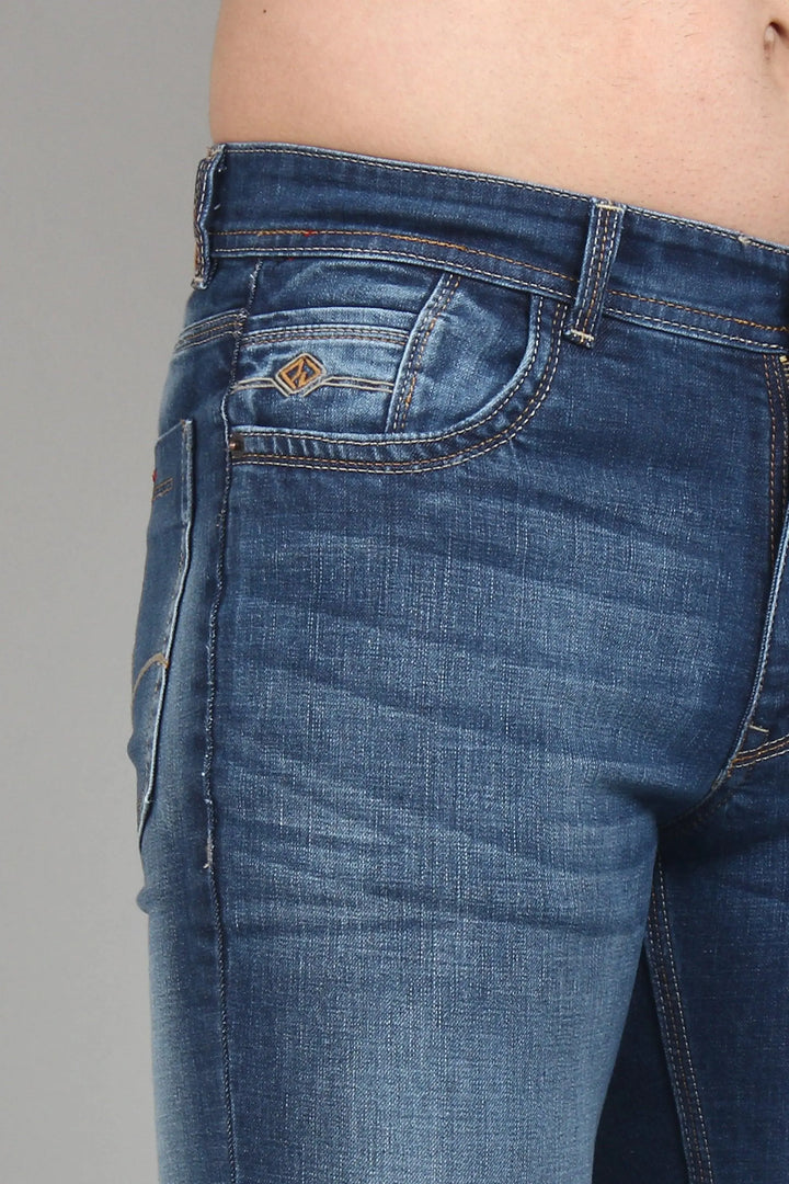 Slim Fit Dark Blue Stretchable Men's Denim Jeans - Peplos Jeans