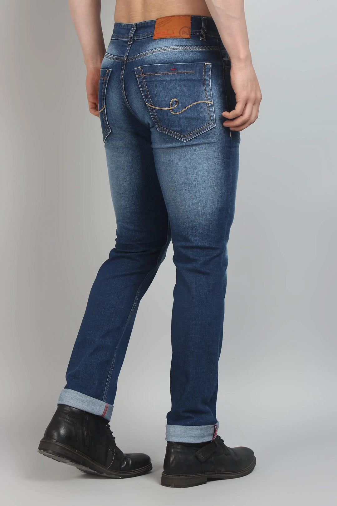 Slim Fit Dark Blue Stretchable Men's Denim Jeans - Peplos Jeans