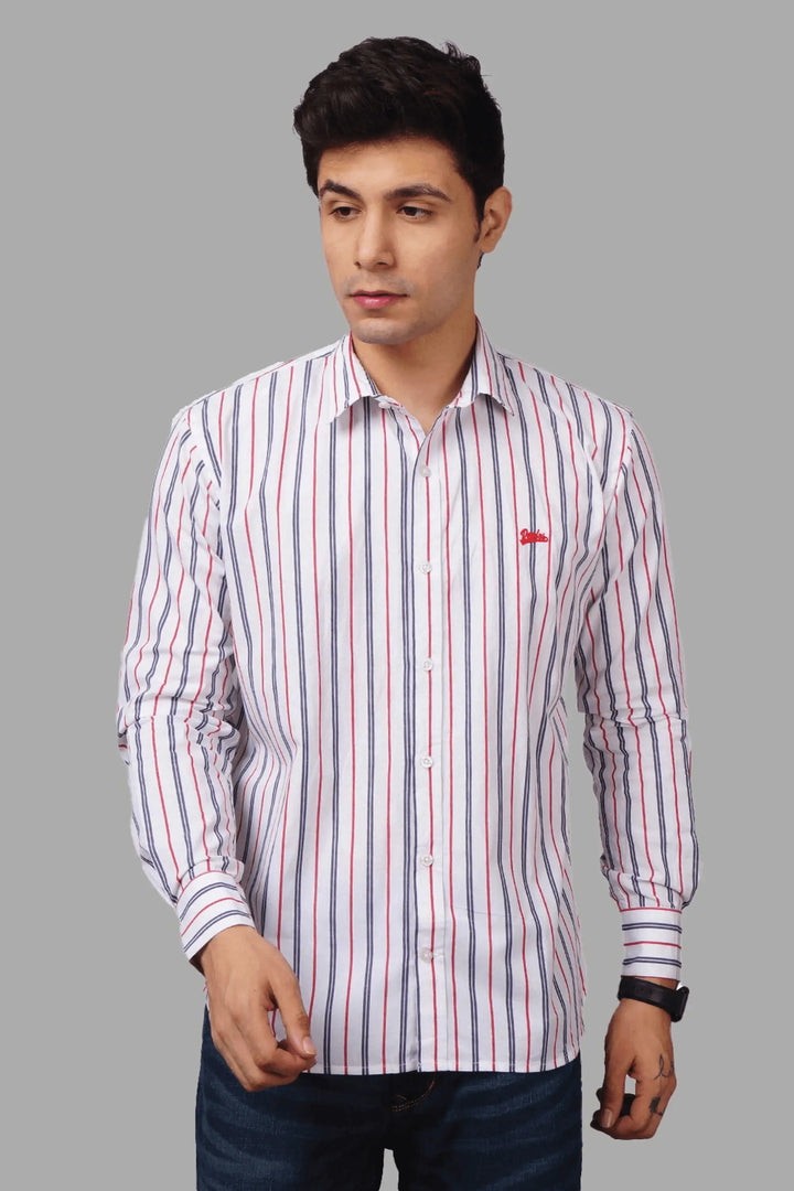 Regular Fit Striped Multi Color Pure Cotton Shirts for Men - Peplos Jeans