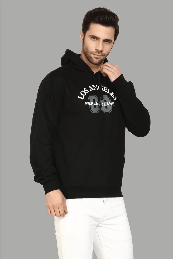Regular Fit Printed premium Black Hoodie For Men - Peplos Jeans