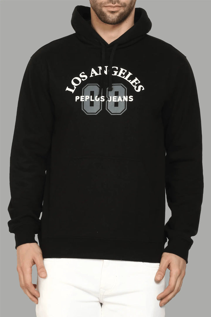Regular Fit Printed premium Black Hoodie For Men - Peplos Jeans