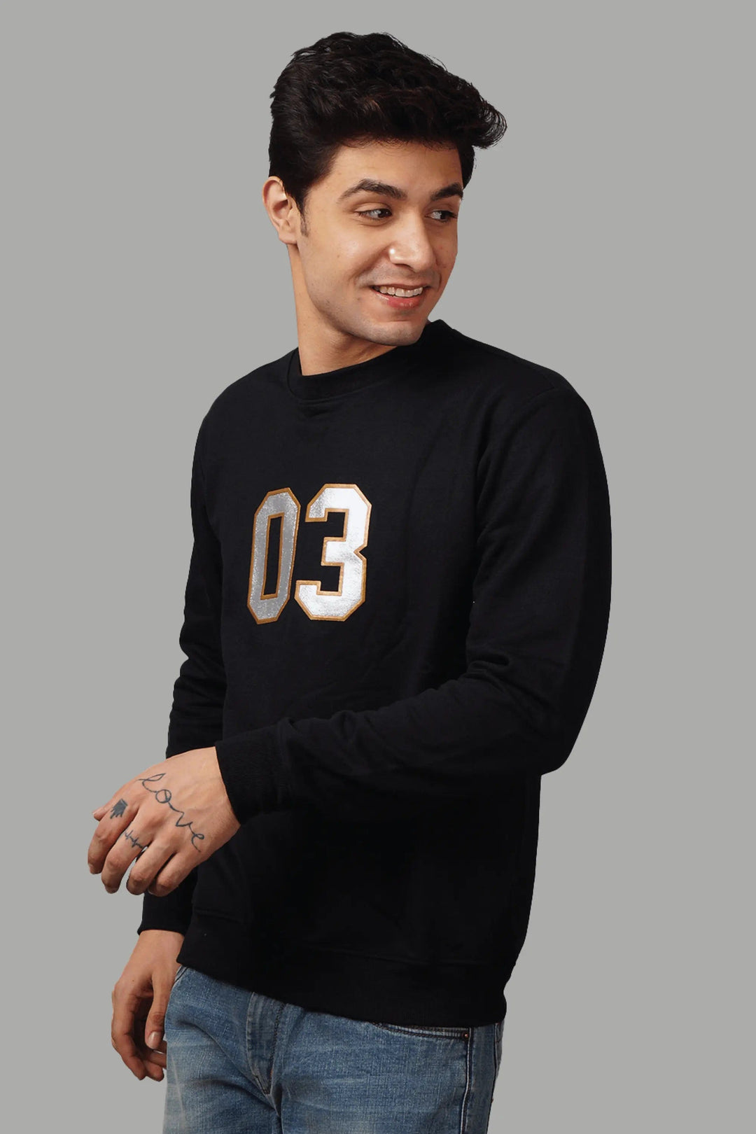Regular Fit Printed Black Sweatshirt For Men - Peplos Jeans