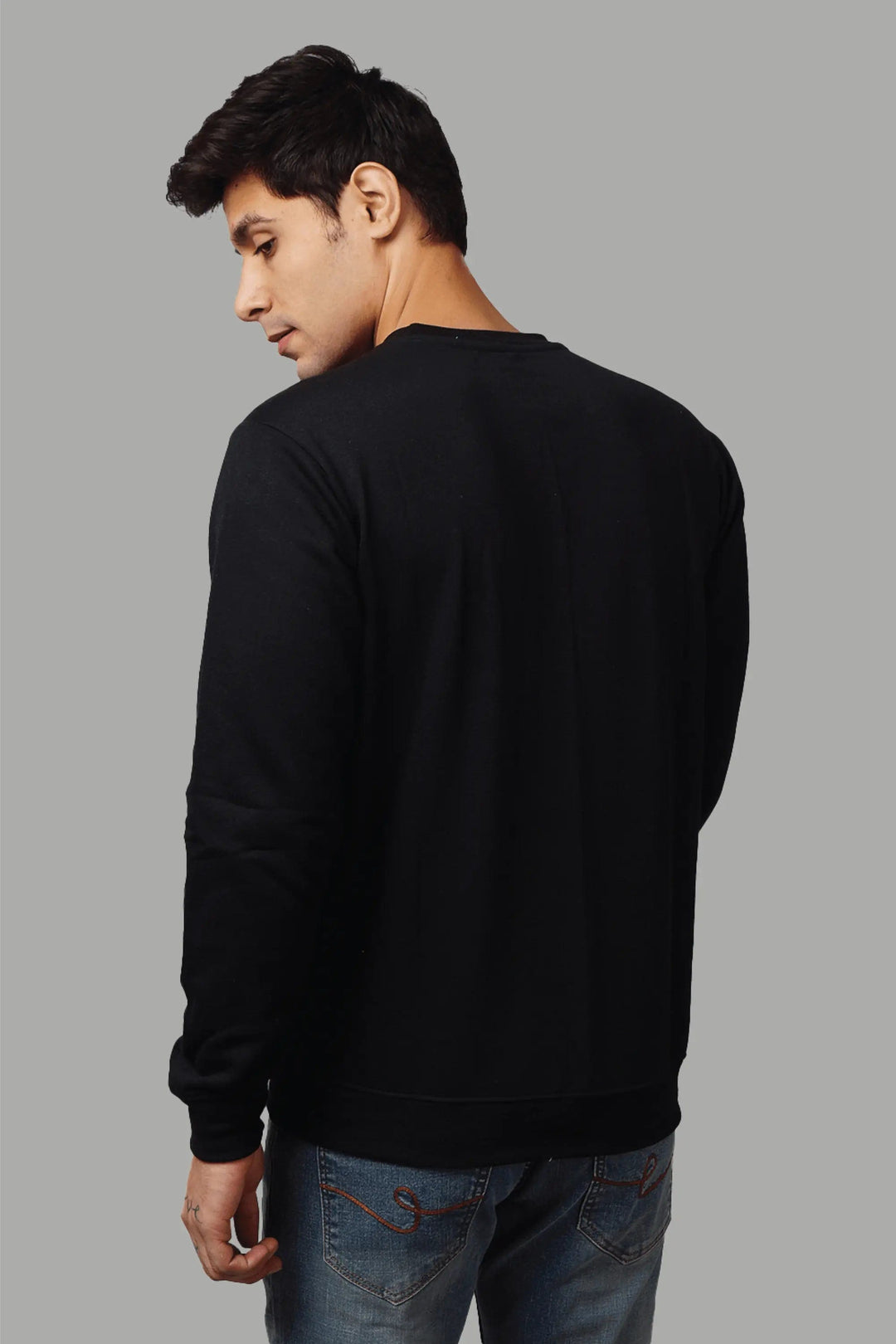 Regular Fit Printed Black Sweatshirt For Men - Peplos Jeans
