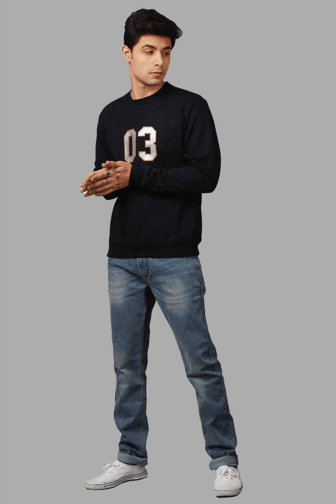 Regular Fit Printed Black Sweatshirt For Men - Peplos Jeans
