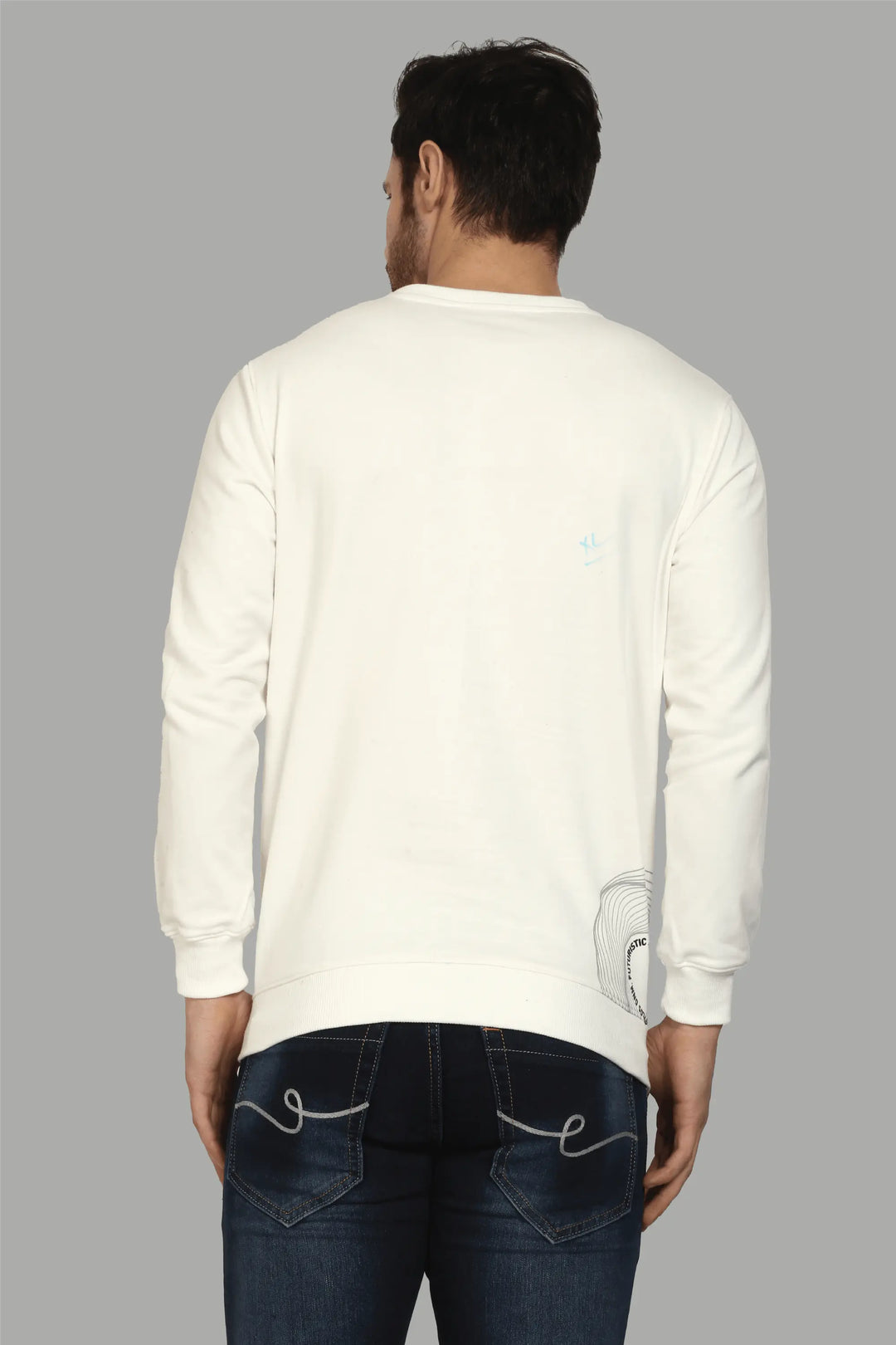 Regular Fit Printed Cream Color Sweatshirt with Pocket For Men - Peplos Jeans