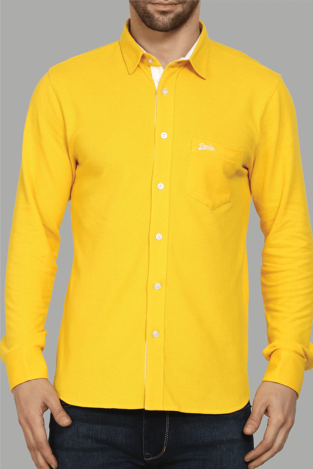 Regular Fit Shine Yellow Polo Shirt for Men - Peplos Jeans