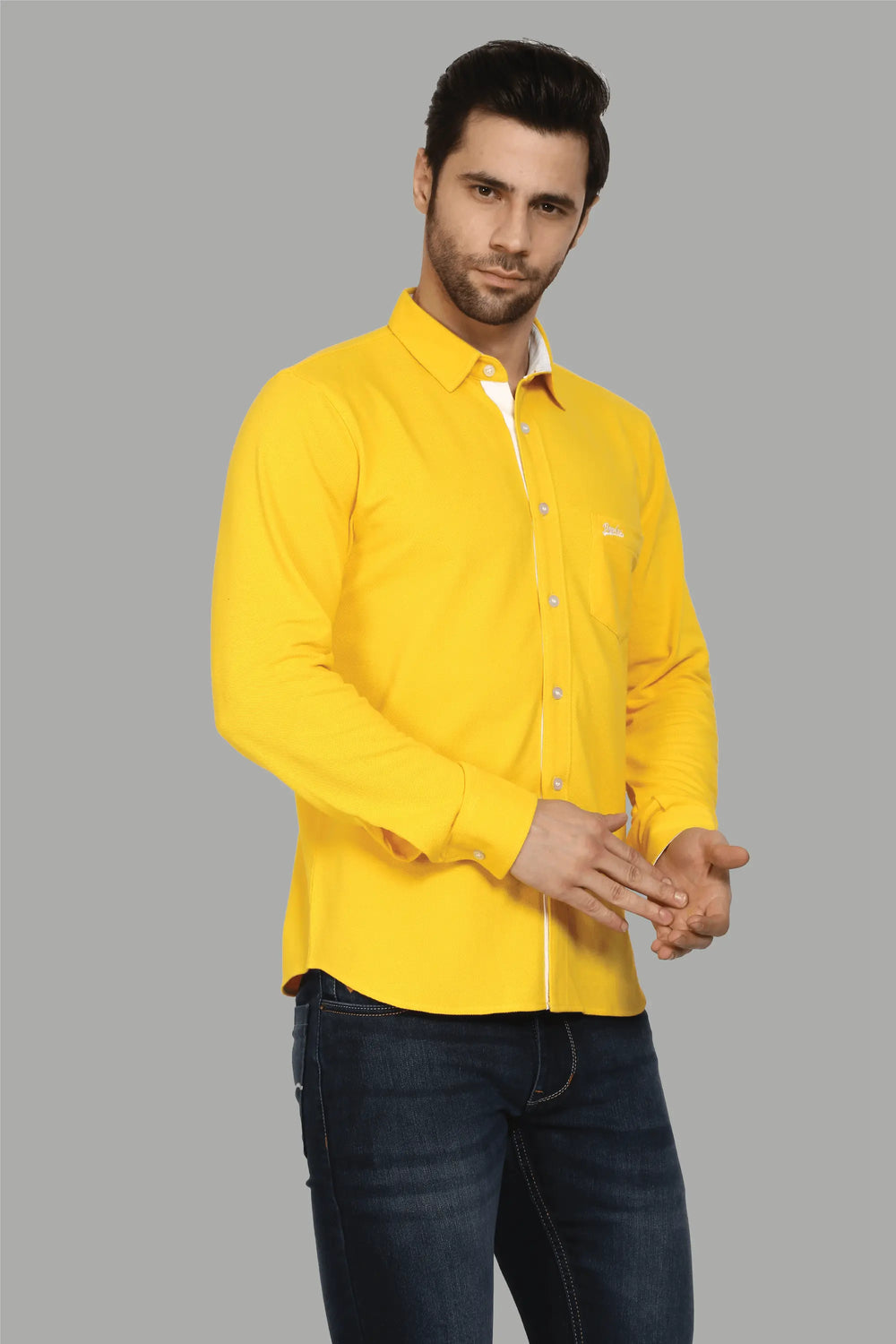 Regular Fit Shine Yellow Polo Shirt for Men - Peplos Jeans