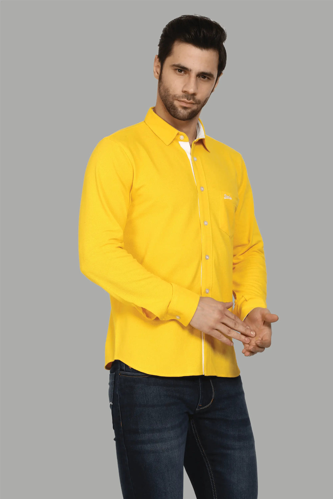 Regular Fit Shine Yellow Polo Shirt for Men - Peplos Jeans
