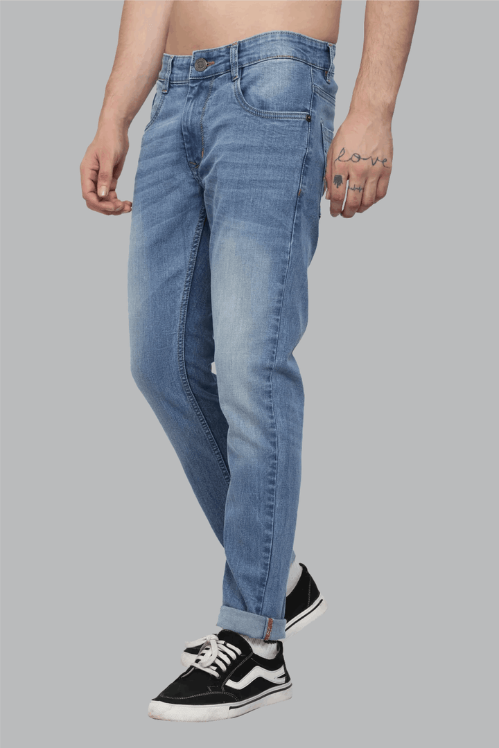 Ankle Fit Premium Light Blue Men's Denim Jeans - Peplos Jeans 