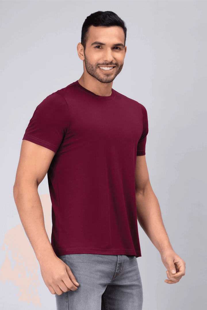 Men's Half-Sleeve Solid Cotton T-shirt - Peplos Jeans 
