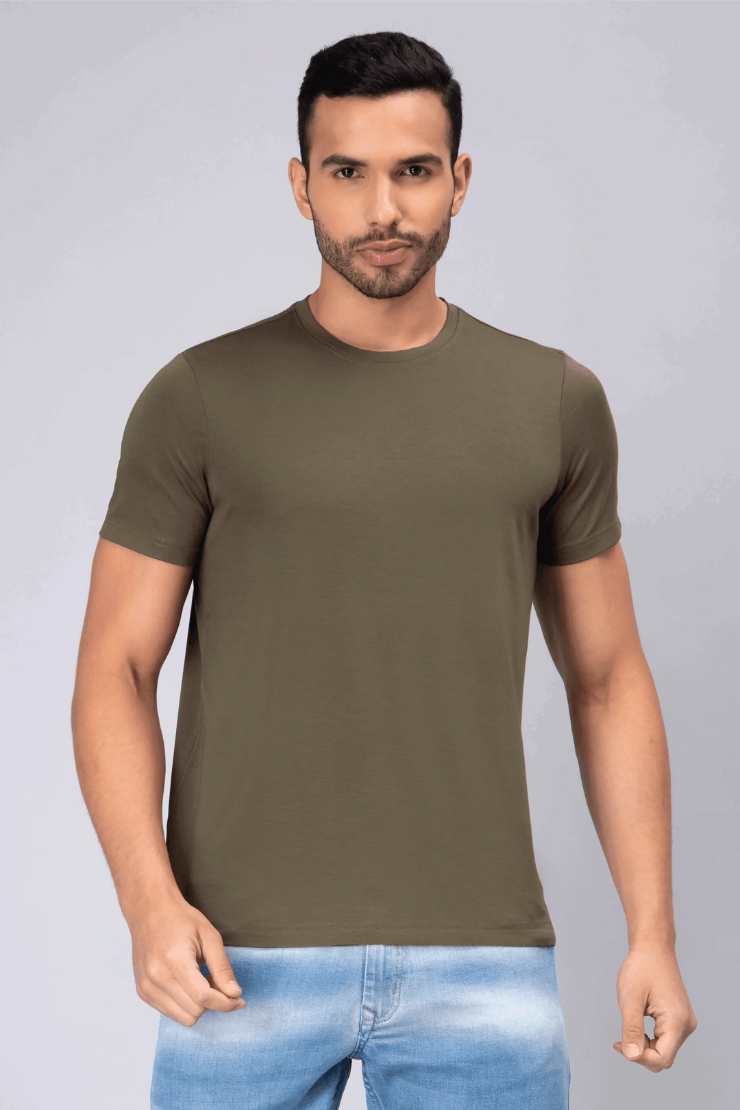 Men's Half-Sleeve Solid Cotton T-shirt - Peplos Jeans 